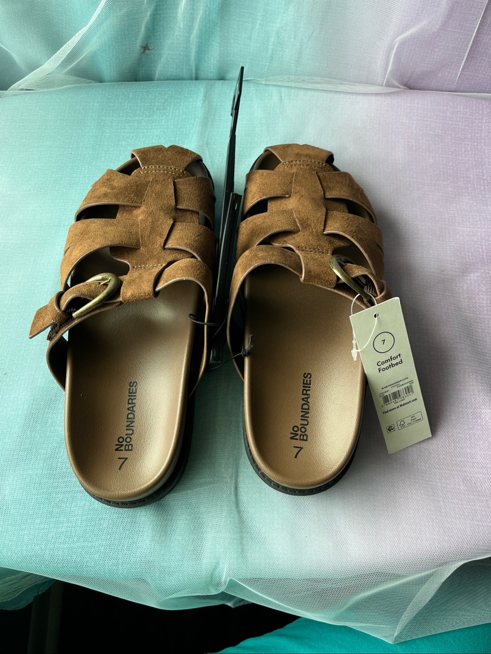 No Boundaries Womens Fisherman Clog Sandals Cognac Comfort Footbed Size 7